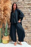 Annie Cushion Cotton Barrel Culotte Pant Black
